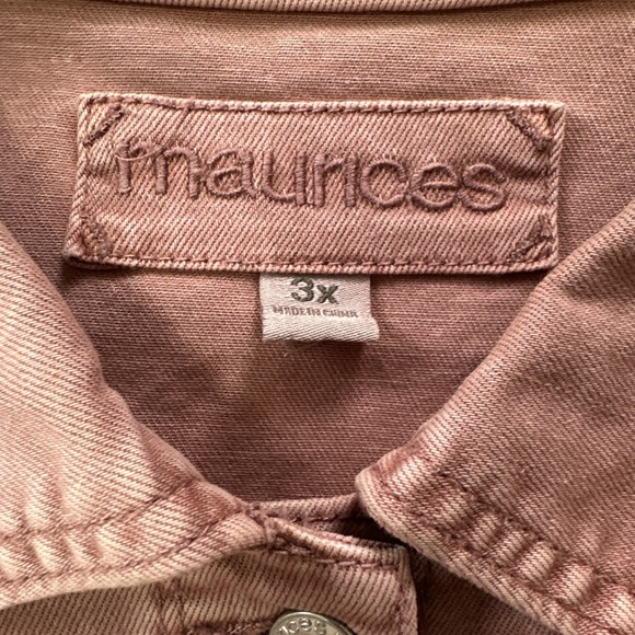 Maurices Women Button Denim Jacket Plus Size 3X Dusty Rose Pink 3 Season Coat - Picture 3 of 10